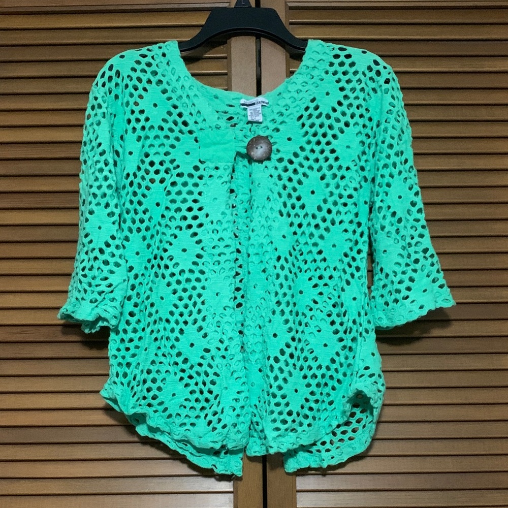 Mirror Images Green Cutout Cardigan Sweater Bolero Small S